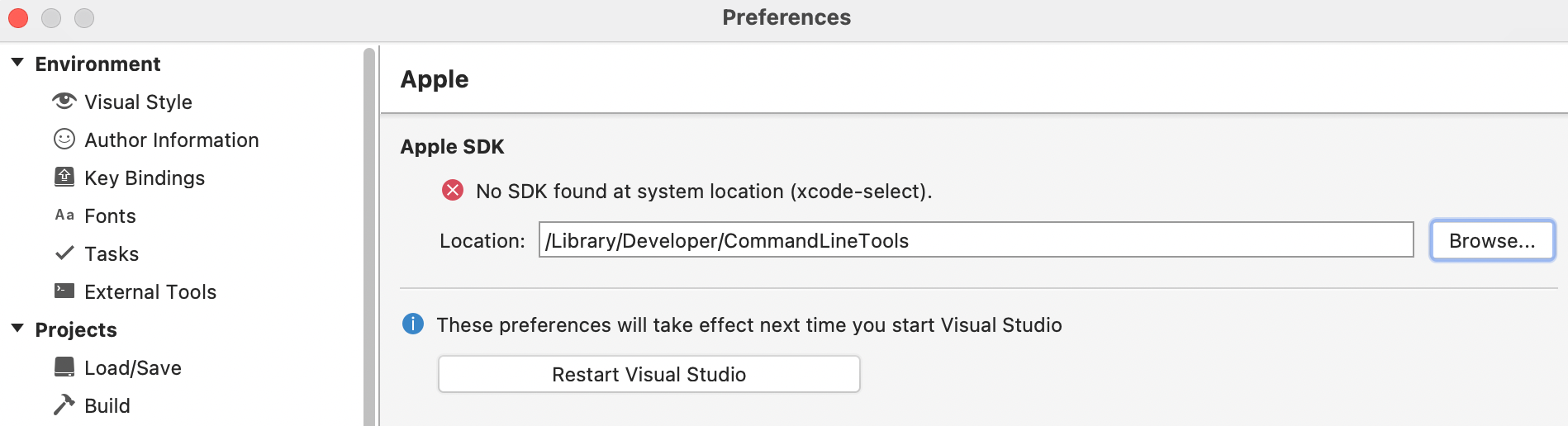 visual studio for mac android sdk location